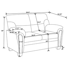 Clementine 3-piece Upholstered Padded Arm Sofa Set Brown