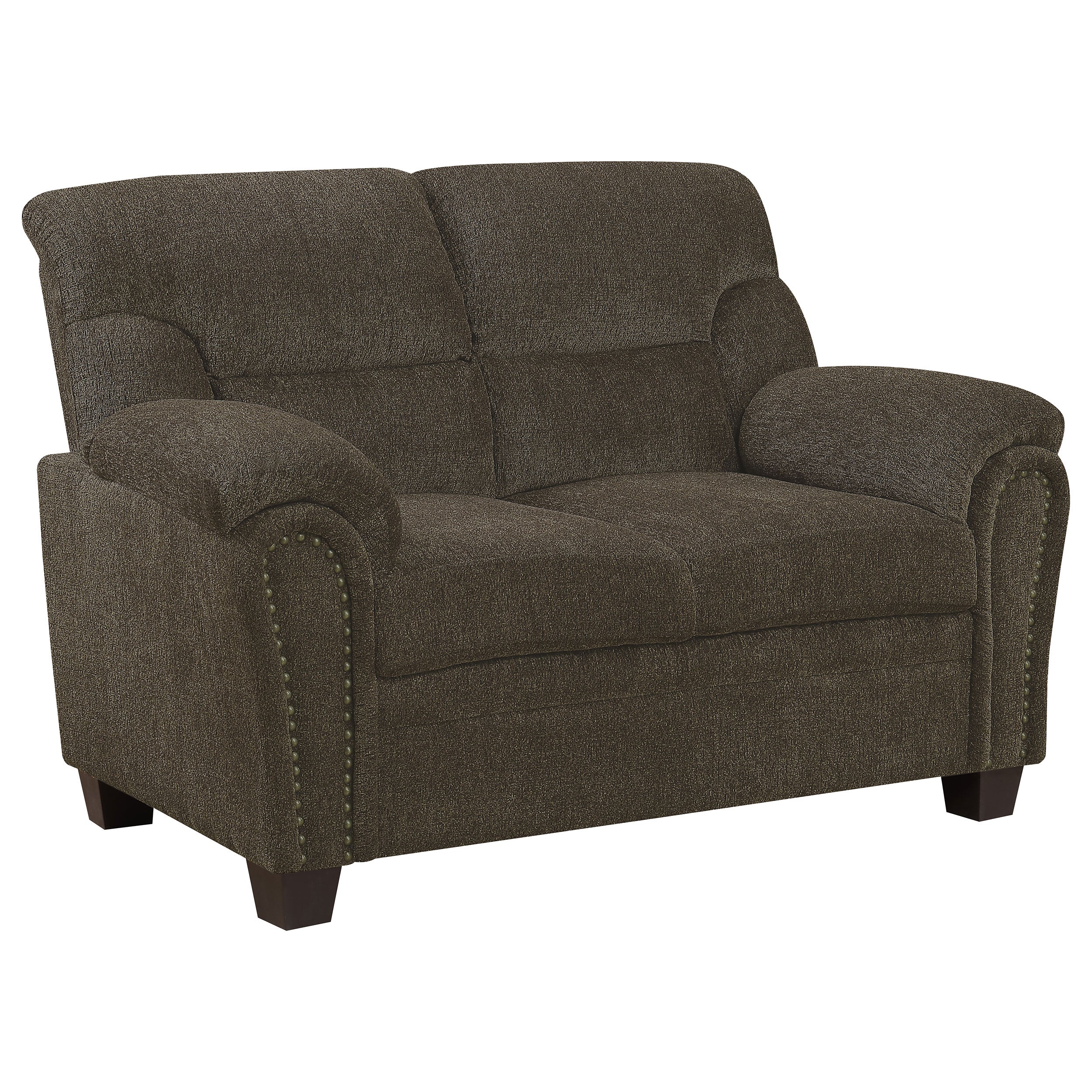 Best Furniture Outlet - Coaster - Clementine Upholstered Padded Arm Loveseat Brown - 506572