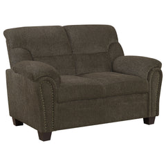 Best Furniture Outlet - Coaster - Clementine Upholstered Padded Arm Loveseat Brown - 506572