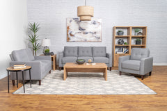 Best Furniture Outlet - Coaster - Bowen 3-piece Upholstered Track Arm Tufted Sofa Set Grey - 506781-S3
