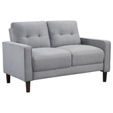 Best Furniture Outlet - Coaster - Bowen Upholstered Track Arm Tufted Loveseat Grey - 506782