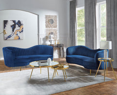 Best Furniture Outlet - Coaster - Sophia 2-piece Upholstered Channel Tufted Sofa Set Blue - 506861-S2
