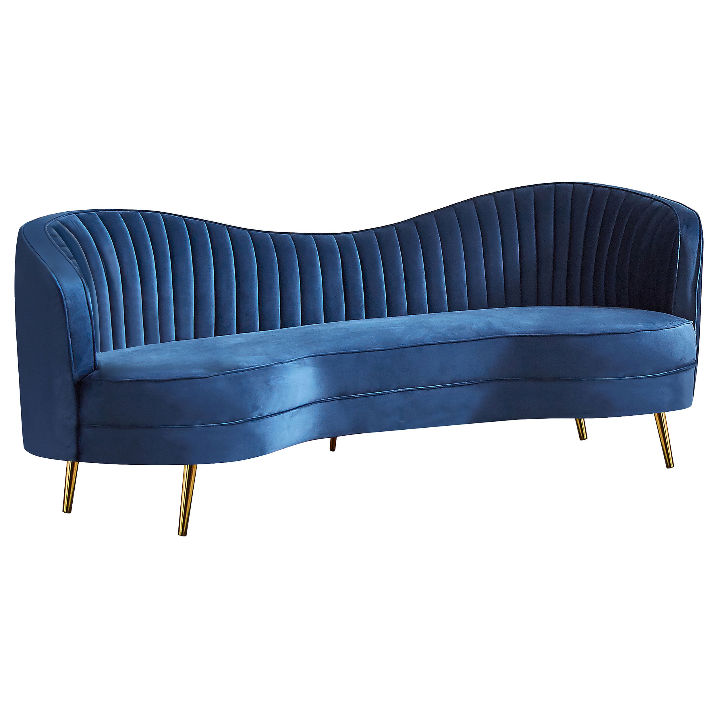 Best Furniture Outlet - Coaster - Sophia Upholstered Channel Tufted Sofa Blue - 506861