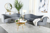 Best Furniture Outlet - Coaster - Sophia 2-piece Upholstered Channel Tufted Sofa Set Grey - 506864-S2