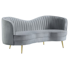 Best Furniture Outlet - Coaster - Sophia Upholstered Channel Tufted Loveseat Grey - 506865