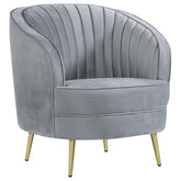 Best Furniture Outlet - Coaster - Sophia Upholstered Channel Tufted Barrel Accent Chair Grey - 506866
