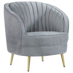 Best Furniture Outlet - Coaster - Sophia Upholstered Channel Tufted Barrel Accent Chair Grey - 506866