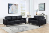 Best Furniture Outlet - Coaster - Ruth 2-piece Upholstered Track Arm Sofa Set Black - 508361-S2