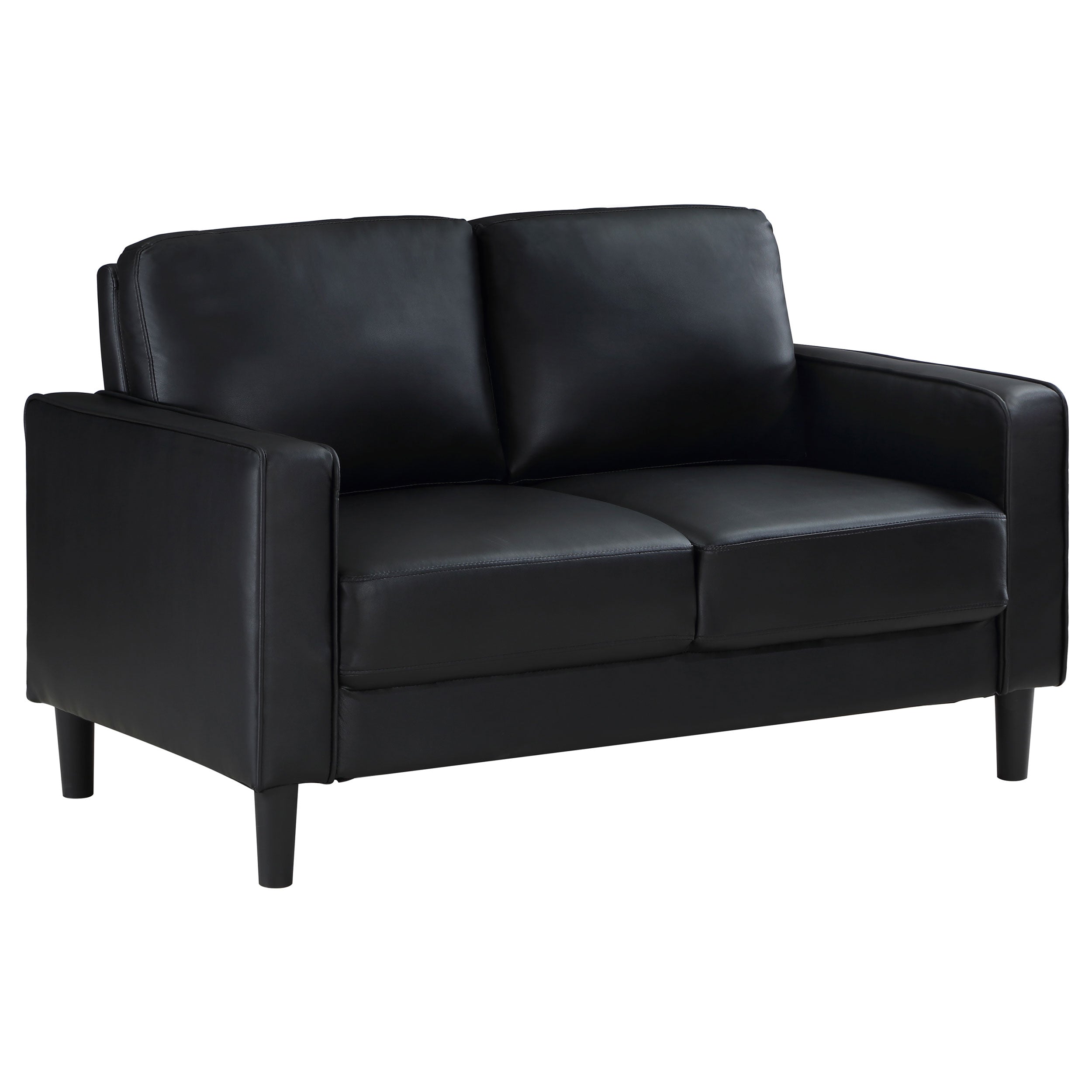 Best Furniture Outlet - Coaster - Ruth Upholstered Track Arm Loveseat Black - 508362
