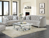 Best Furniture Outlet - Coaster - Avonlea 2-piece Upholstered Sloped Arm Sofa Set Grey Velvet - 508461-S2