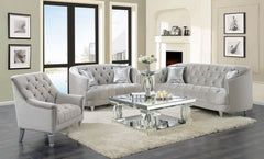 Best Furniture Outlet - Coaster - Avonlea 3-piece Upholstered Sloped Arm Sofa Set Grey Velvet - 508461-S3