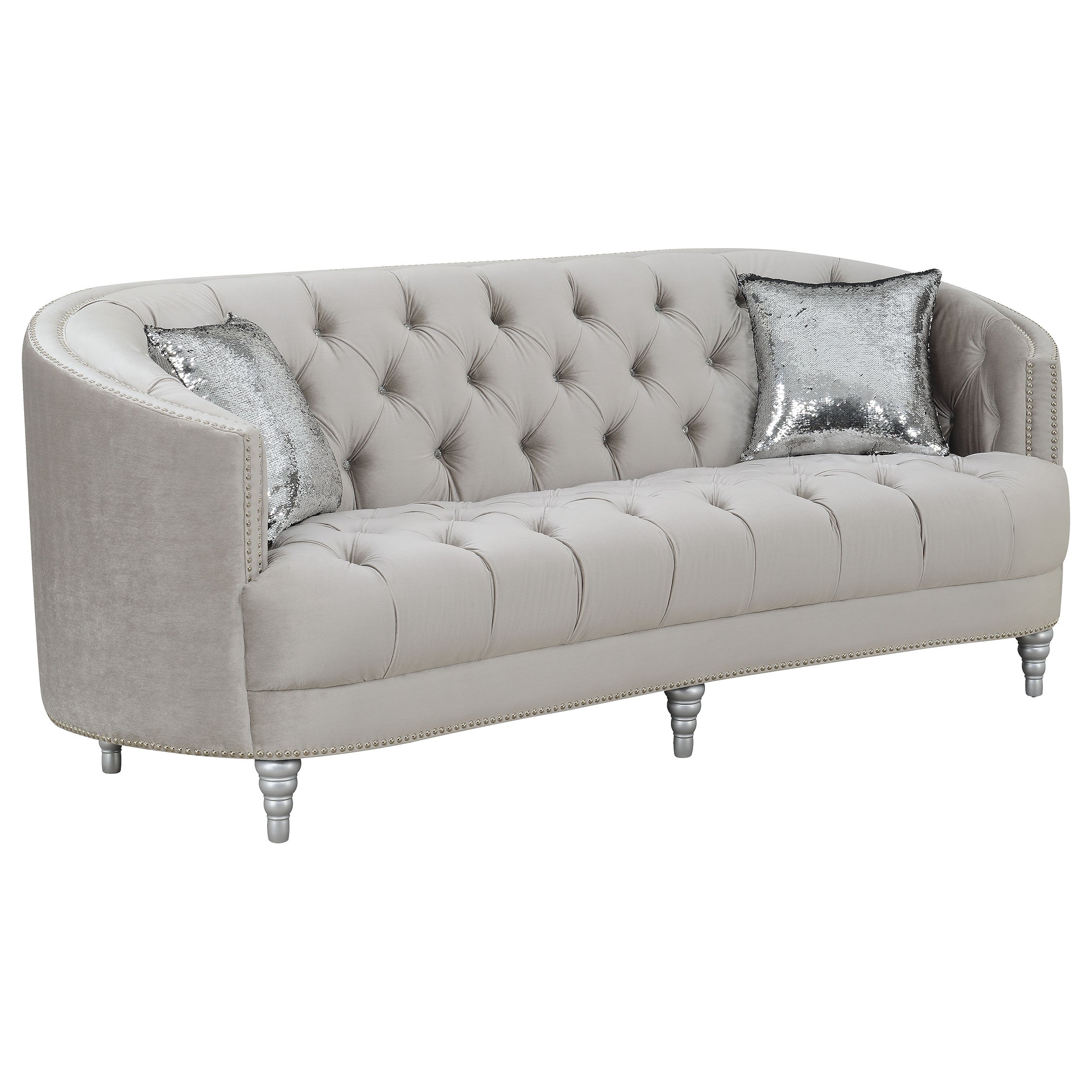 Best Furniture Outlet - Coaster - Avonlea Upholstered Sloped Arm Sofa Grey Velvet - 508461