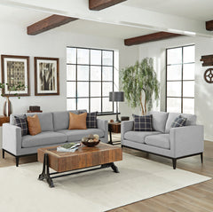Best Furniture Outlet - Coaster - Apperson 2-piece Upholstered Track Arm Sofa Set Light Grey - 508681-S2