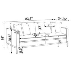 Apperson 2-piece Upholstered Track Arm Sofa Set Light Grey