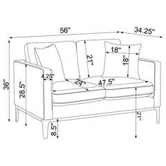 Apperson 2-piece Upholstered Track Arm Sofa Set Light Grey