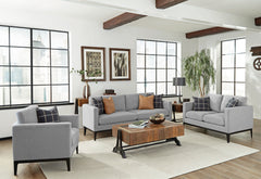 Best Furniture Outlet - Coaster - Apperson 3-piece Upholstered Track Arm Sofa Set Light Grey - 508681-S3