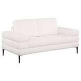 Best Furniture Outlet - Coaster - Jessel Chenille Upholstered Track Arm Loveseat Ivory - 508802