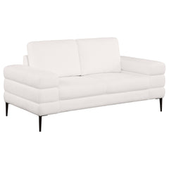 Best Furniture Outlet - Coaster - Jessel Chenille Upholstered Track Arm Loveseat Ivory - 508802