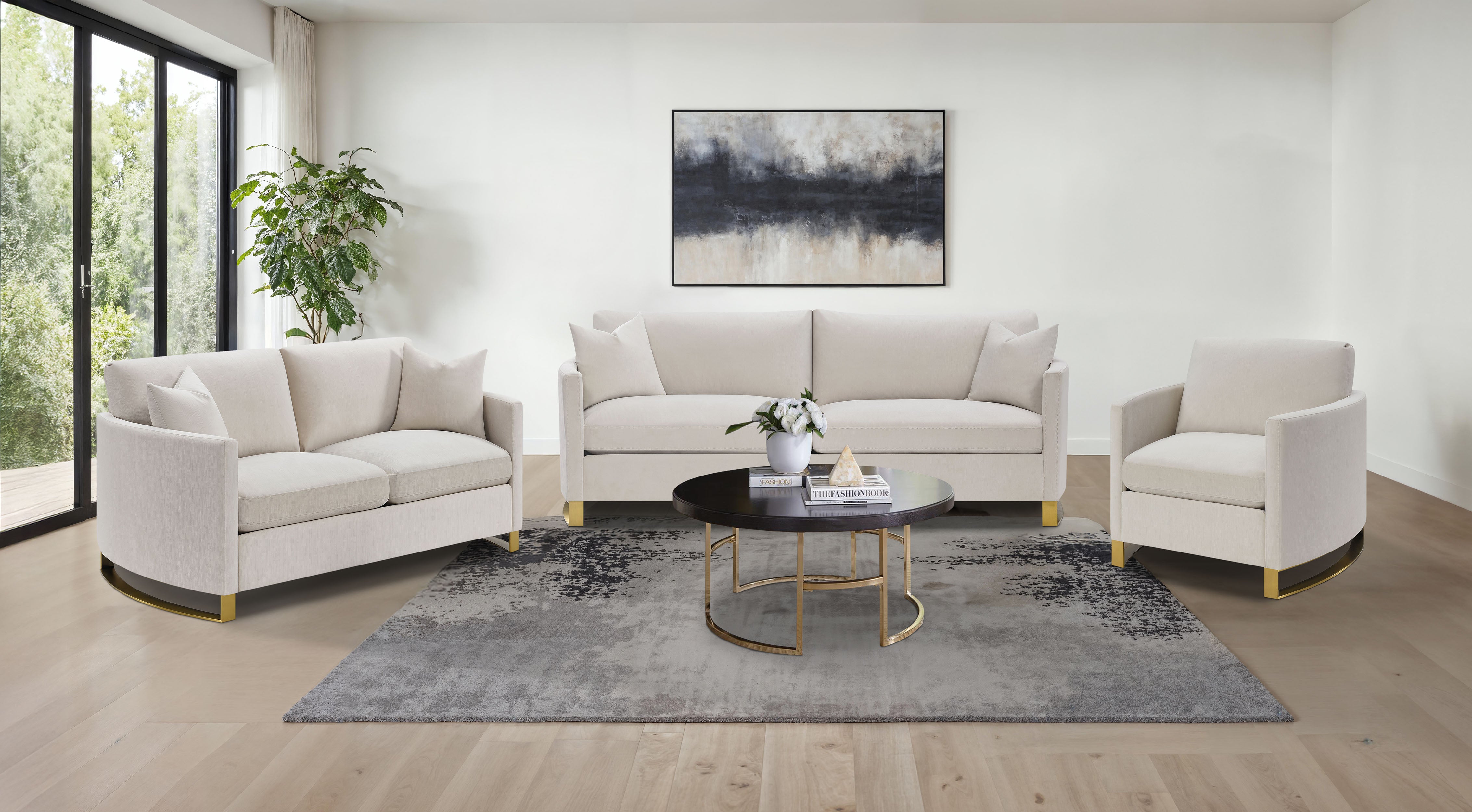 Best Furniture Outlet - Coaster - Corliss 3-piece Upholstered Arched Arm Sofa Set Beige - 508821-S3