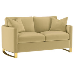 Best Furniture Outlet - Coaster - Corliss Upholstered Curved Track Arm Loveseat Camel - 508825