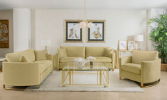 Corliss Upholstered Curved Track Arm Loveseat Camel