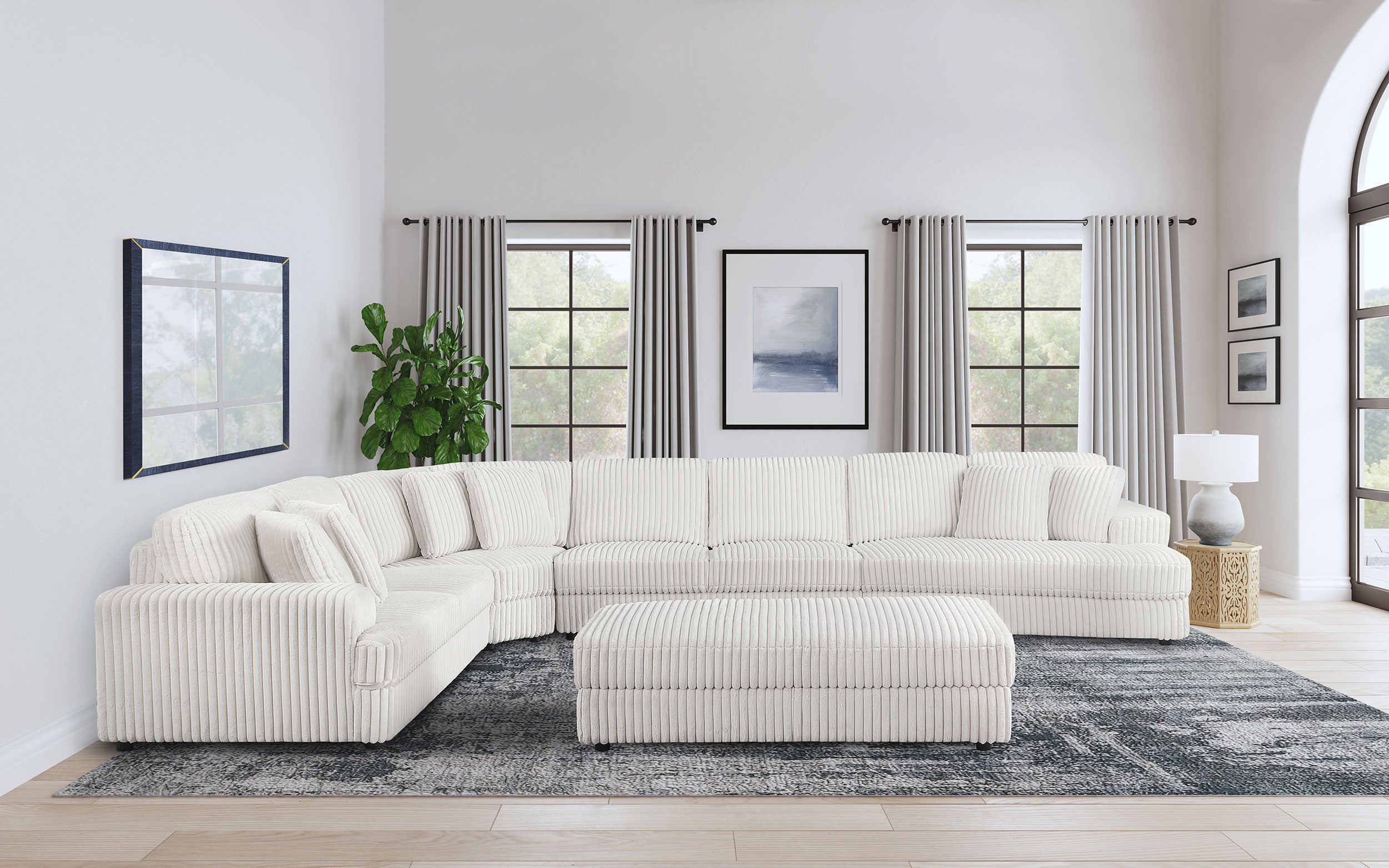 Best Furniture Outlet - Coaster - Emberson 5-piece Upholstered Modular Sectional Sofa Ivory - 508851-SET