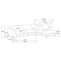 Persia Upholstered Track Arm Sectional Sofa Grey