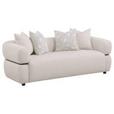 Best Furniture Outlet - Coaster - Jeanette 84-inch Fabric Upholstered Round Arm Sofa Beige - 508961