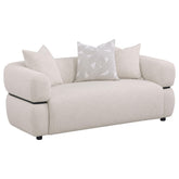 Best Furniture Outlet - Coaster - Jeanette 73-inch Fabric Upholstered Round Arm Loveseat Beige - 508962