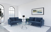 Best Furniture Outlet - Coaster - Lively 2-piece Chenille Upholstered Sofa Set Blue - 509041-S2