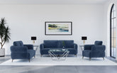 Best Furniture Outlet - Coaster - Lively 3-piece Chenille Upholstered Sofa Set Blue - 509041-S3
