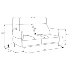 Lively Chenille Upholstered Modern Track Arm Loveseat Blue