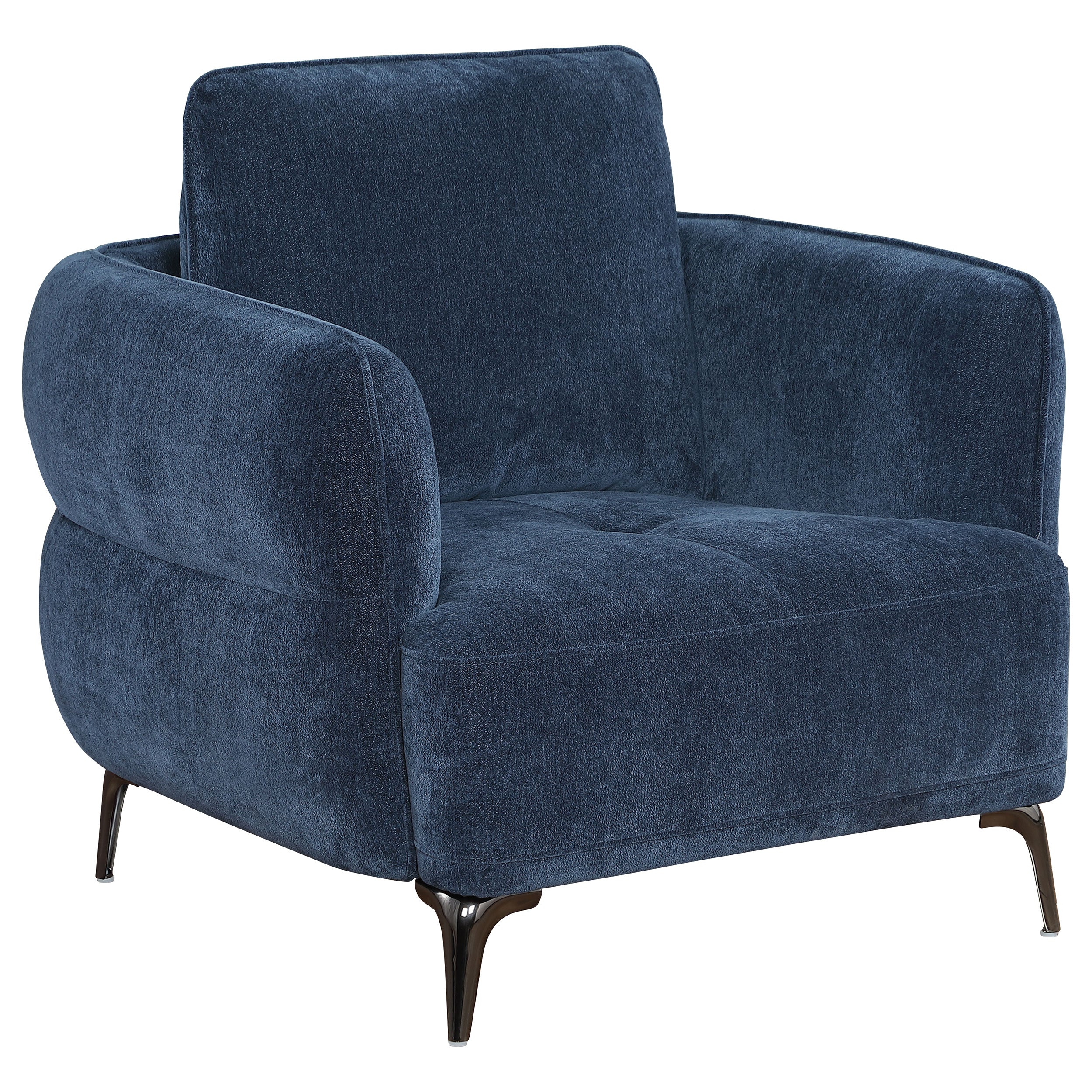Best Furniture Outlet - Coaster - Lively Chenille Upholstered Modern Track Arm Chair Blue - 509043