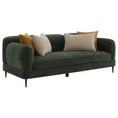 Best Furniture Outlet - Coaster - Jade Chenille Upholstered Modern Track Arm Sofa Green - 509131