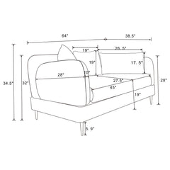 Jade Chenille Upholstered Modern Track Arm Loveseat Green