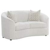 Best Furniture Outlet - Coaster - Rainn Boucle Upholstered Sloped Arm Loveseat Latte - 509172