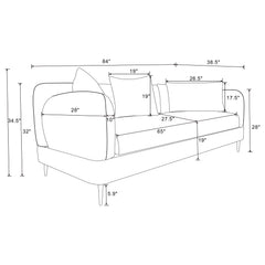 Jade Chenille Upholstered Sculpted Track Arm Sofa Latte