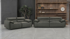 Best Furniture Outlet - Coaster - Buxton 2-piece Leather Upholstered Sofa Set Graphite - 509504-S2