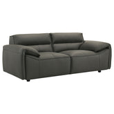 Best Furniture Outlet - Coaster - Buxton Top Grain Leather Upholstered Loveseat Graphite - 509505