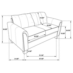 Davis Upholstered Rolled Arm Loveseat Grey
