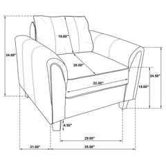 Davis Upholstered Rolled Arm Accent Chair Grey