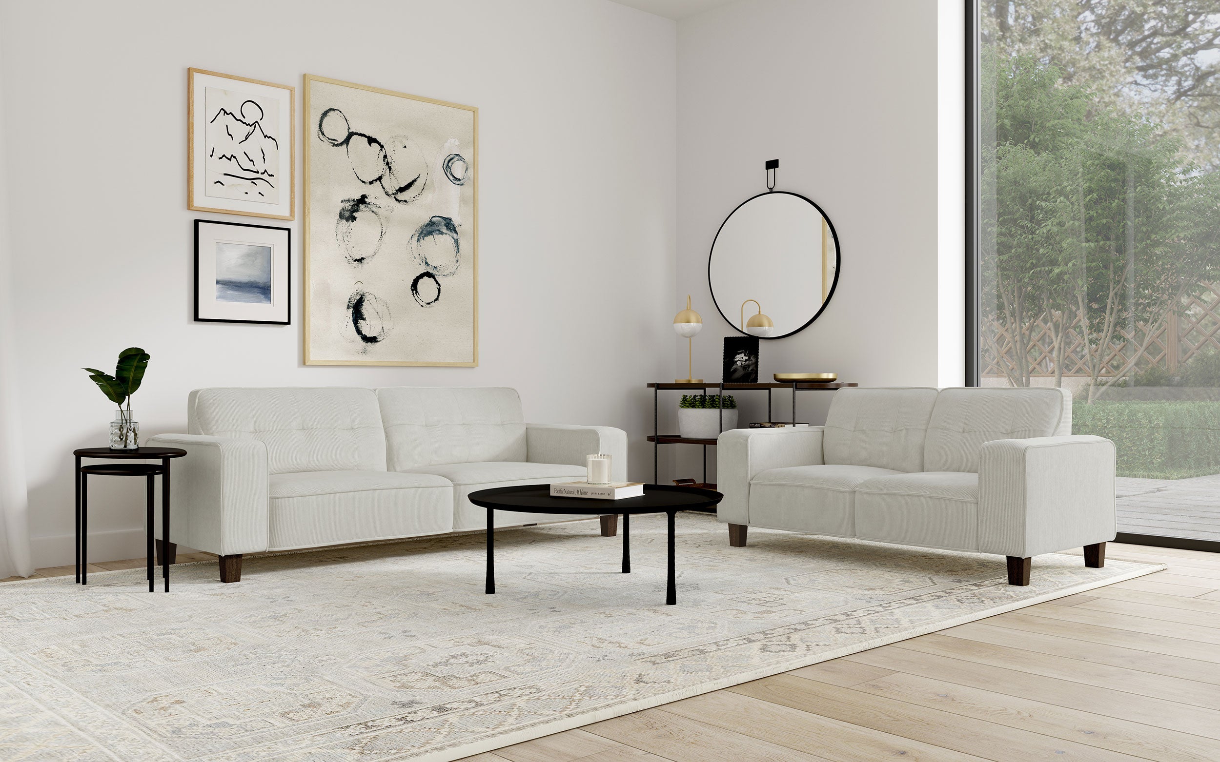 Best Furniture Outlet - Coaster - Deerhurst 2-piece Upholstered Track Arm Sofa Set Greige - 509647-S2