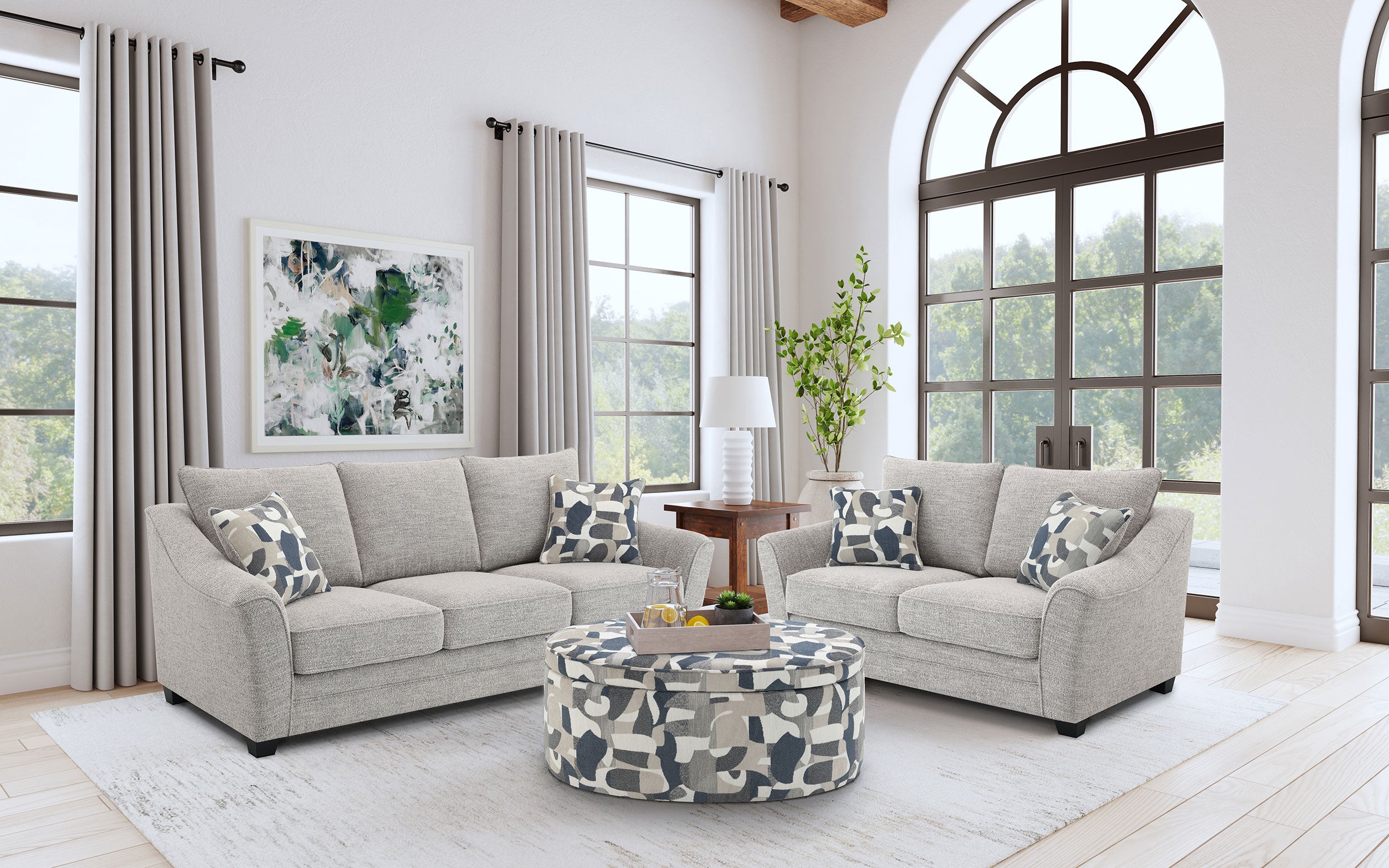 Best Furniture Outlet - Coaster - Tomkins 2-piece Boucle Upholstered Sofa Set Light Grey - 509671-S2