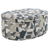 Best Furniture Outlet - Coaster - Tomkins Oval Upholstered Storage Ottoman Indigo Blue - 509674