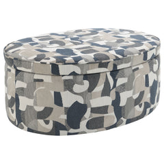 Best Furniture Outlet - Coaster - Tomkins Oval Upholstered Storage Ottoman Indigo Blue - 509674