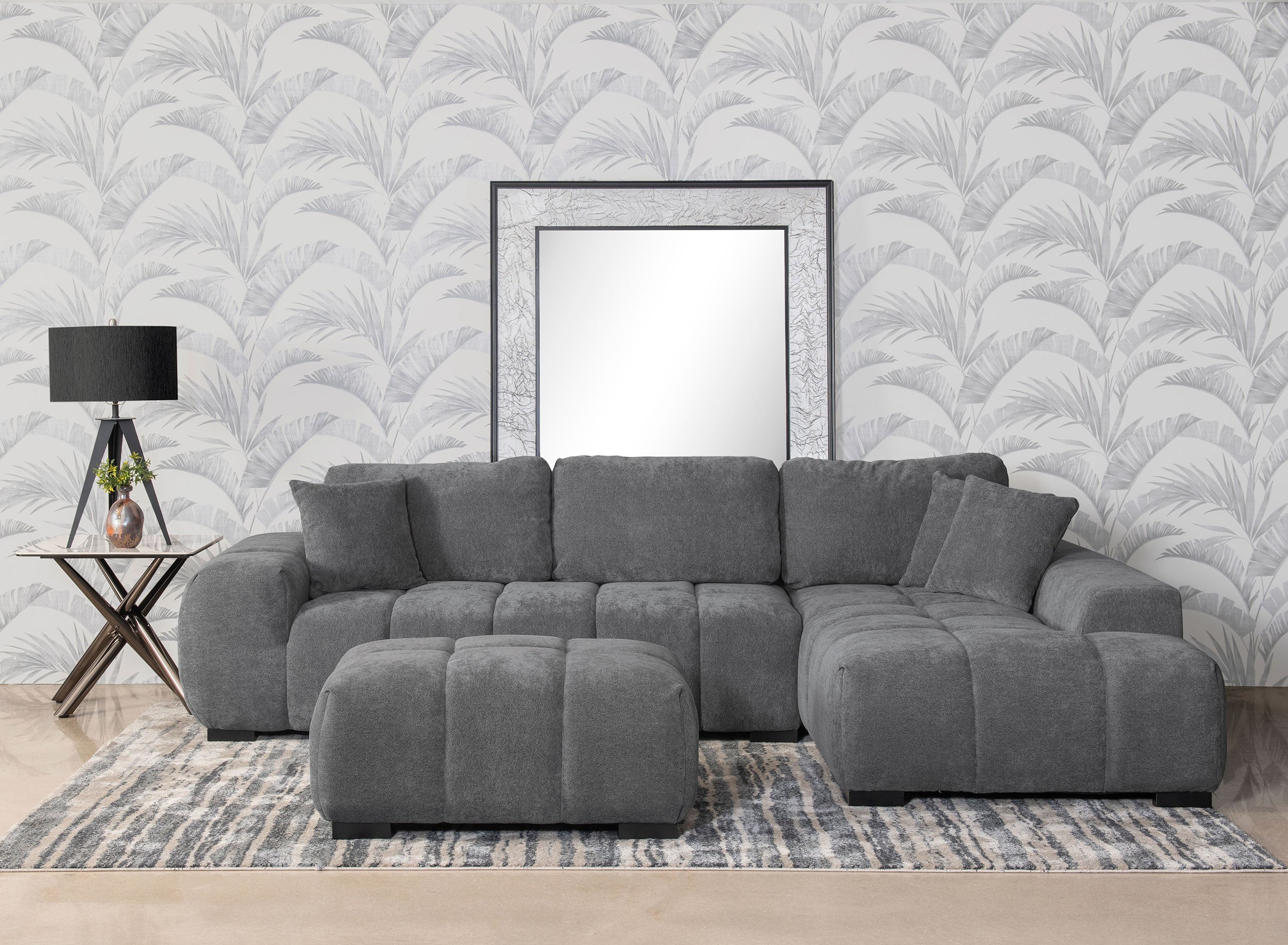 Best Furniture Outlet - Coaster - Octavia Upholstered Sectional Chaise Sofa Charcoal Grey - 509965