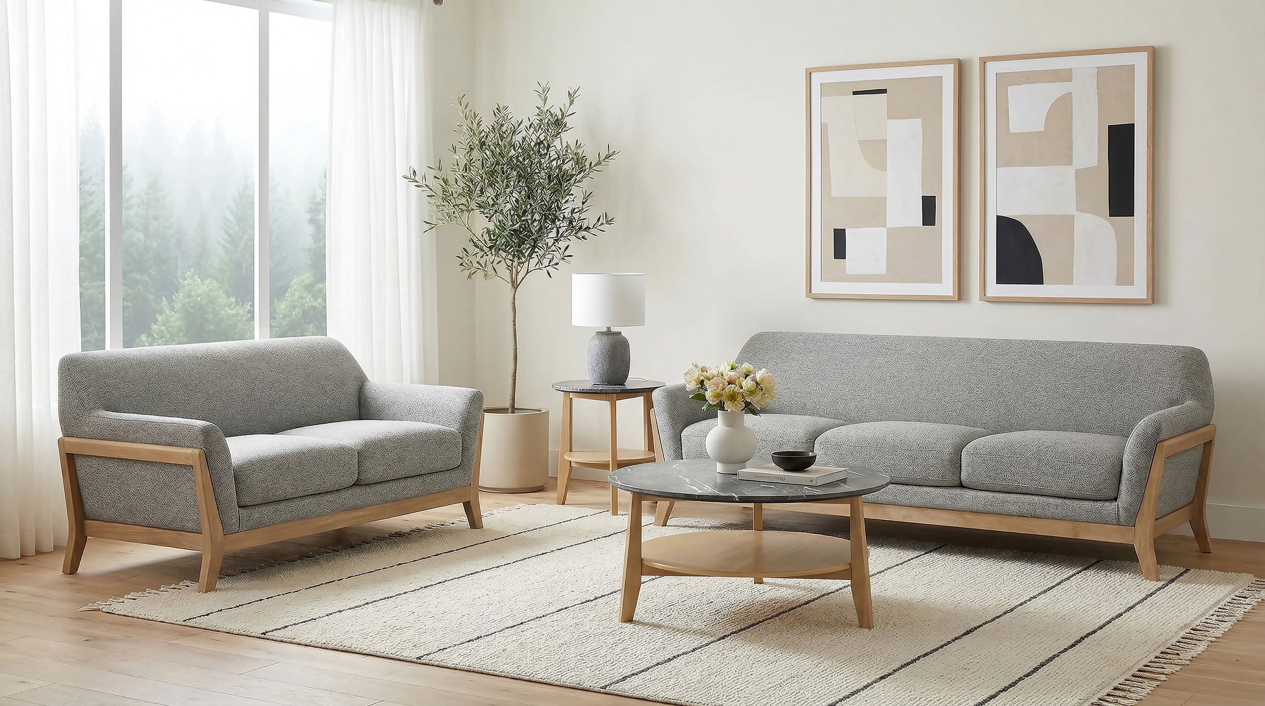 Best Furniture Outlet - Coaster - Vaughn 2-piece Fabric Upholstered Flared Arm Sofa Set Grey - 511071-S2