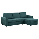 Best Furniture Outlet - Coaster - Samantha Upholstered Storage Sleeper Sectional Sofa Teal - 511087