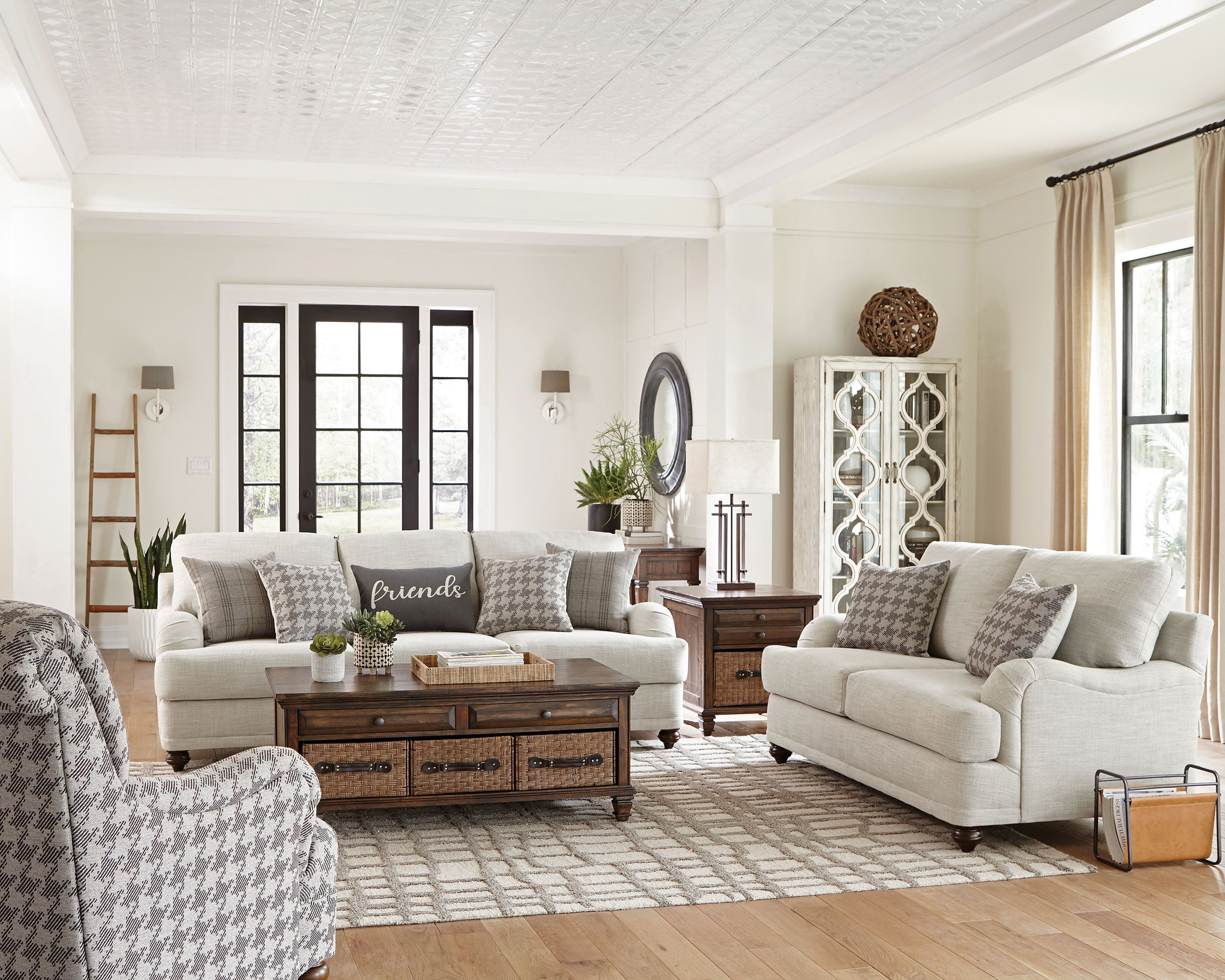 Best Furniture Outlet - Coaster - Glenn 3-piece Upholstered Sofa Set Light Grey and Grey - 511094-S3