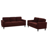 Best Furniture Outlet - Coaster - Ruth 2-piece Fabric Upholstered Track Arm Sofa Rust Red - 511211-S2
